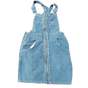 VTG 90s Arizona Corduroy Overalls Child Girls Youth 8 Blue Jumper Skirt Dress